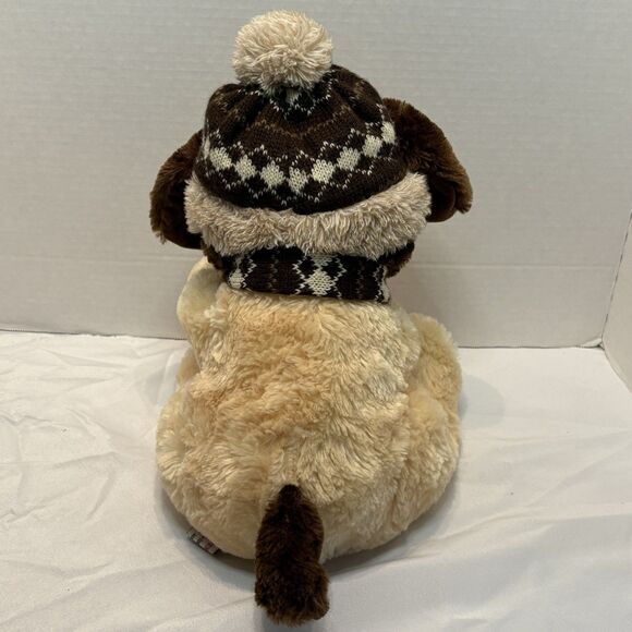 Hugfun International Kowloon Hong Kong Dog Plush Tan Brown Winter Hat Scarf 12" - Picture 5 of 10